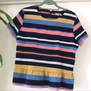 Halogen structured linen striped top